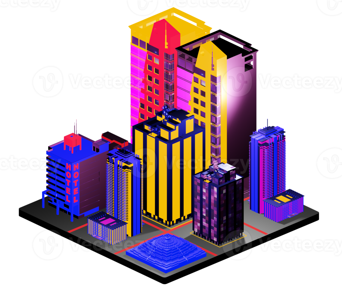 Isometric building arrangement png