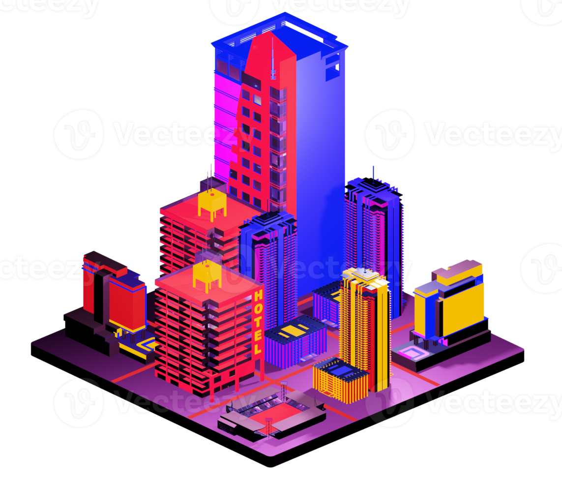 Isometric building arrangement png