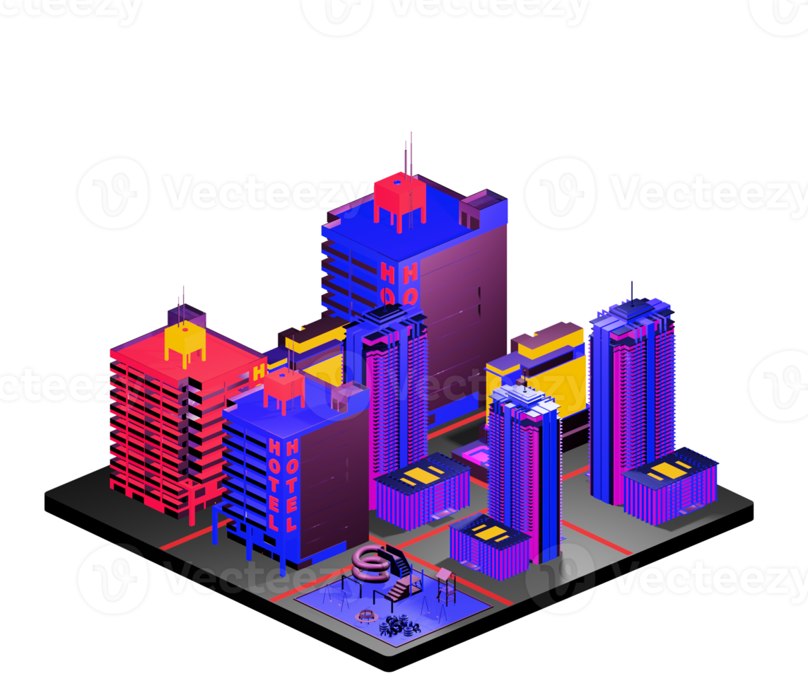 Retro isometric building png