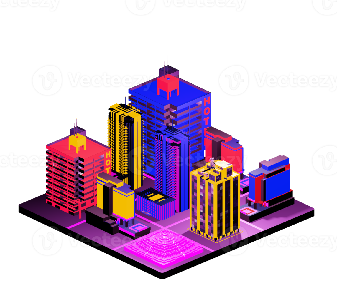 Isometric building arrangement png