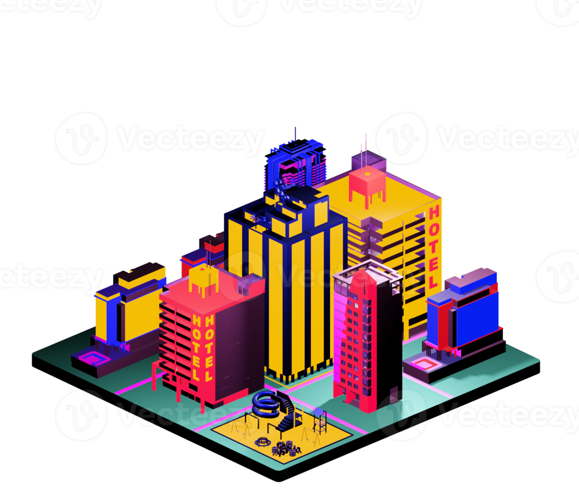 Isometric building arrangement png