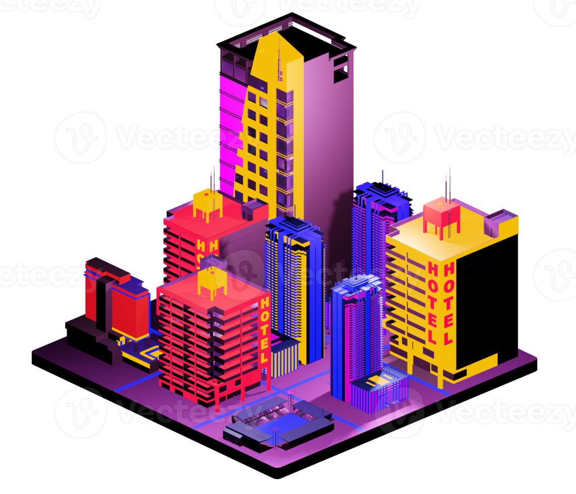 Retro isometric building png