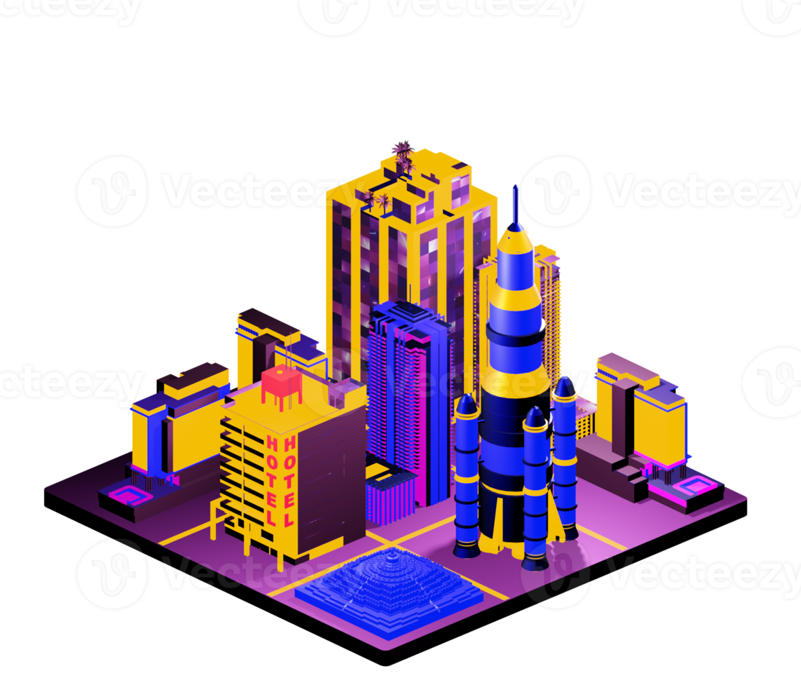 Isometric building arrangement png