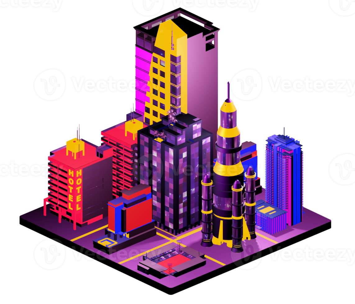 Isometric building in retro style png