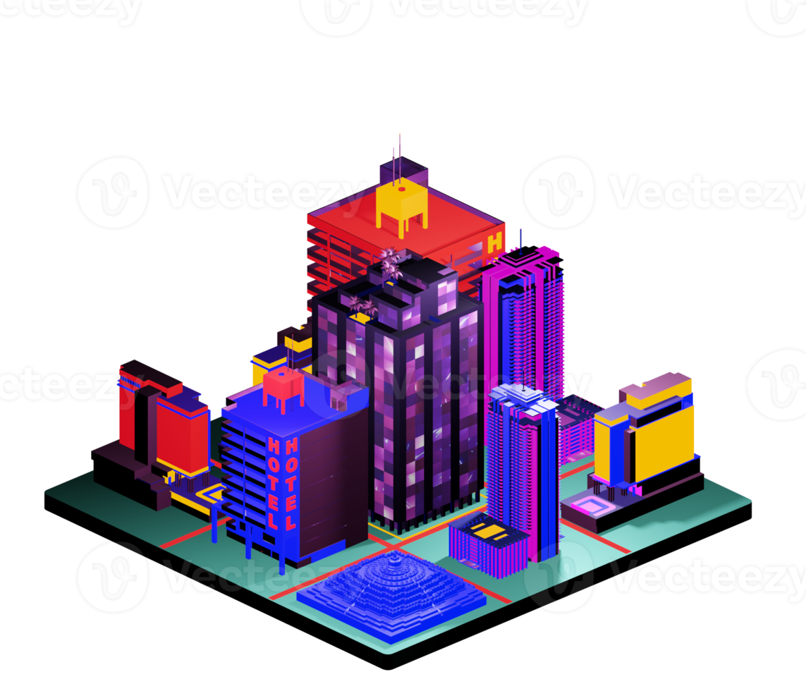 Isometric building in retro style png