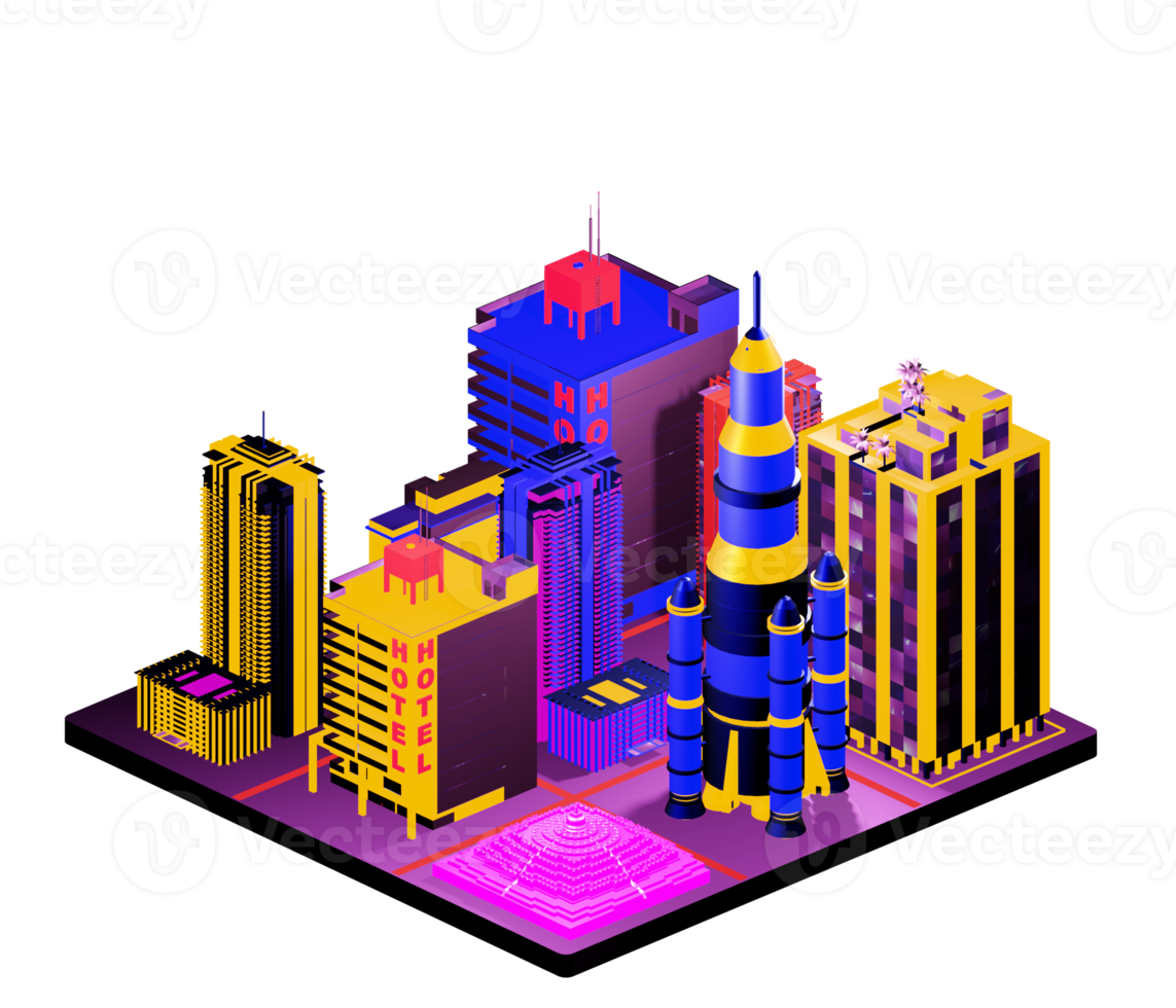Retro isometric building png