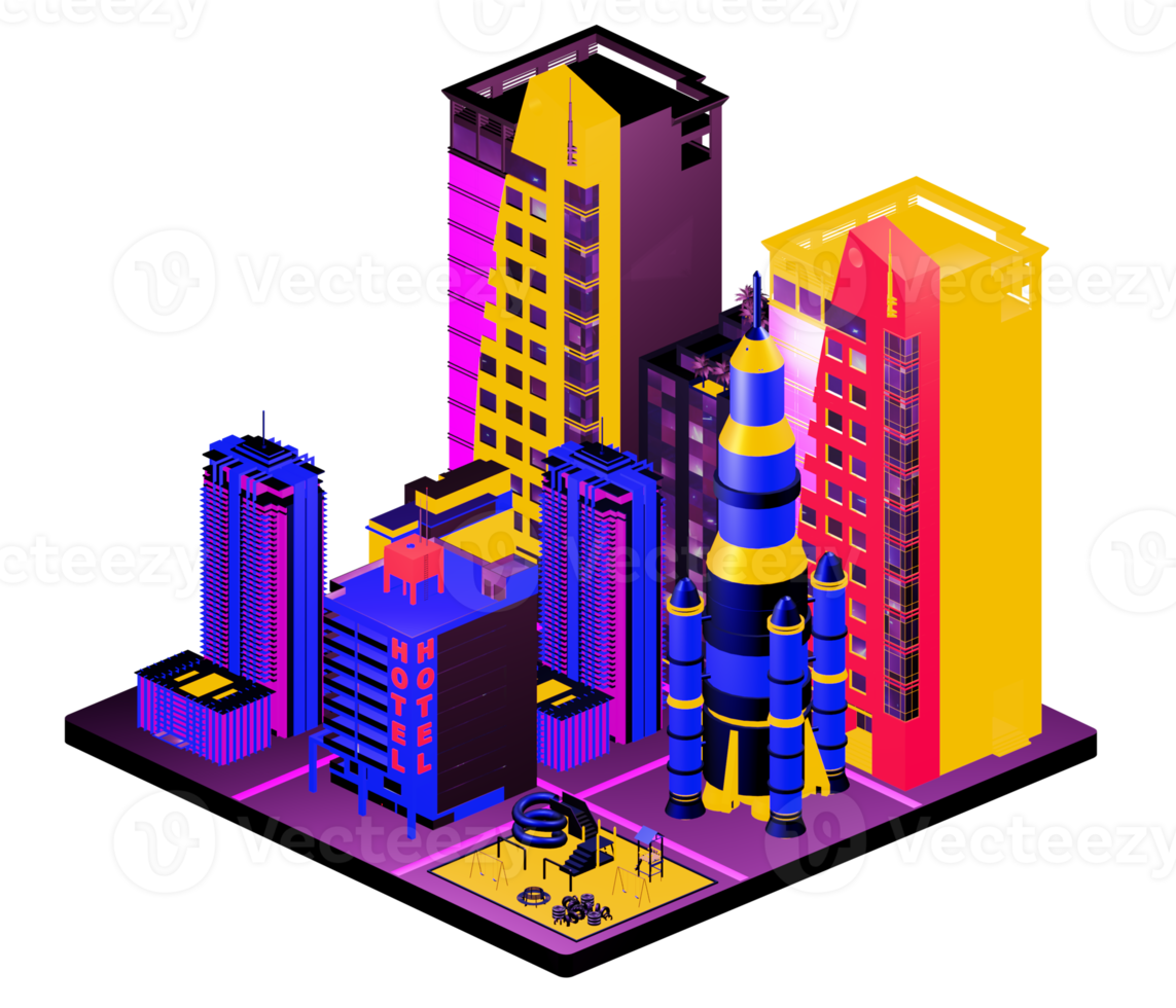 Isometric building in retro style png