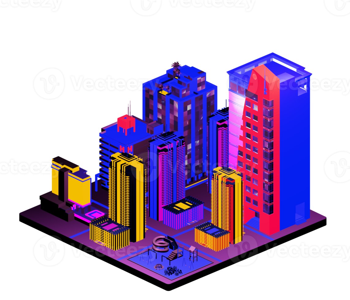 Retro isometric building png