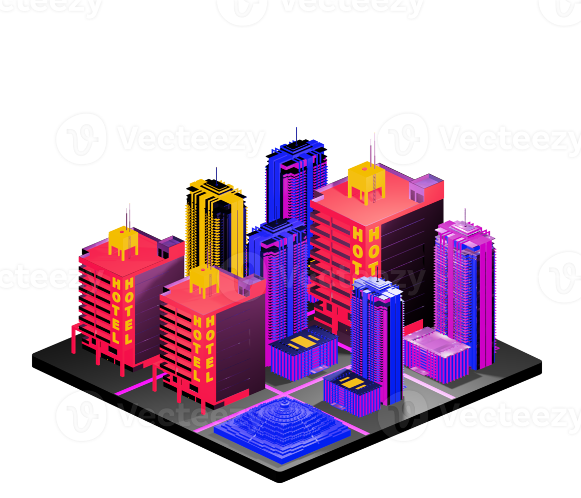 Isometric building arrangement png