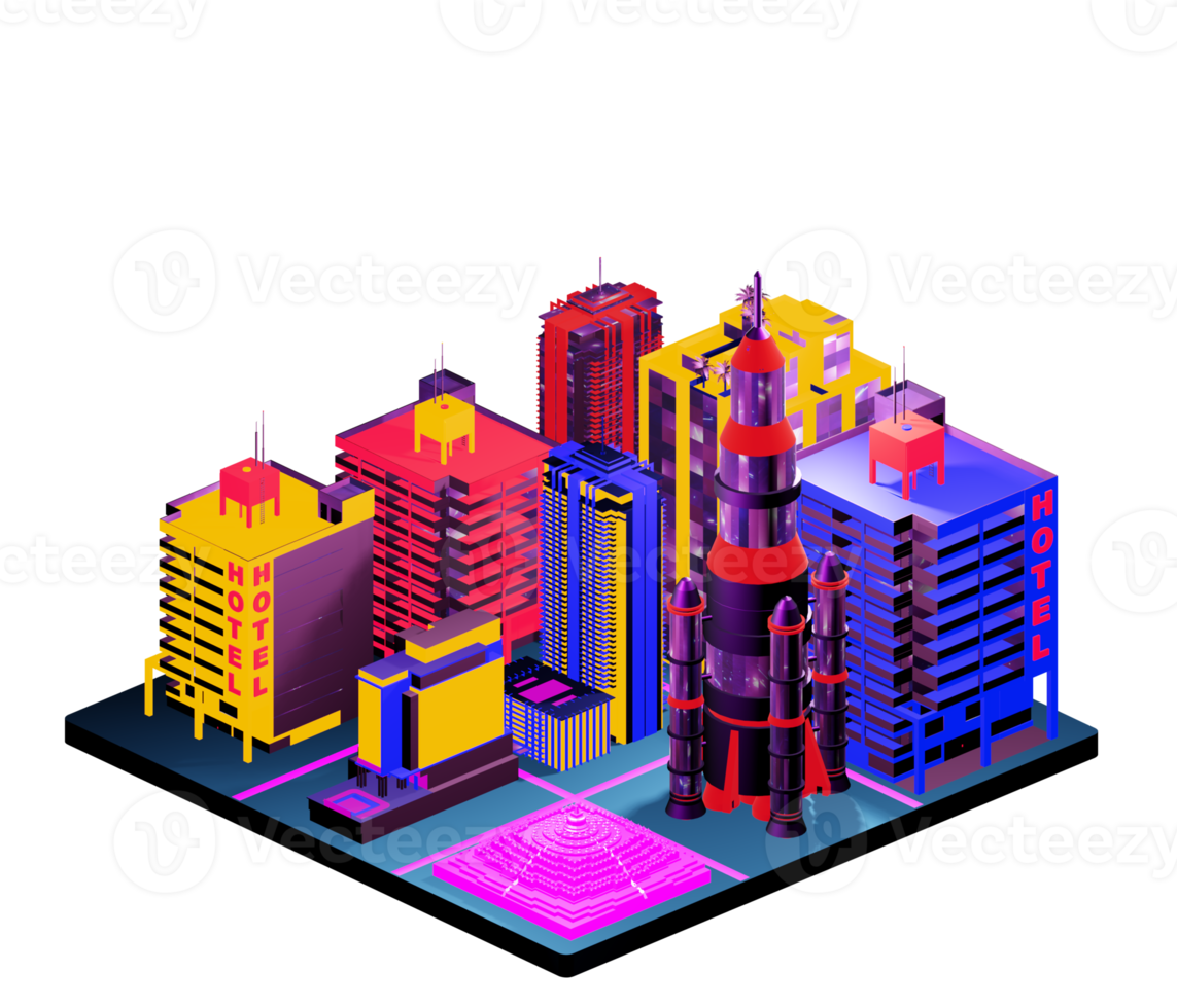 Isometric building arrangement png