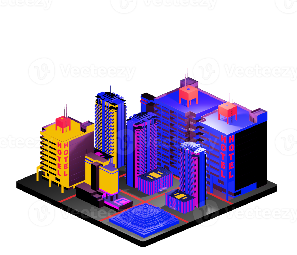 Isometric building arrangement png