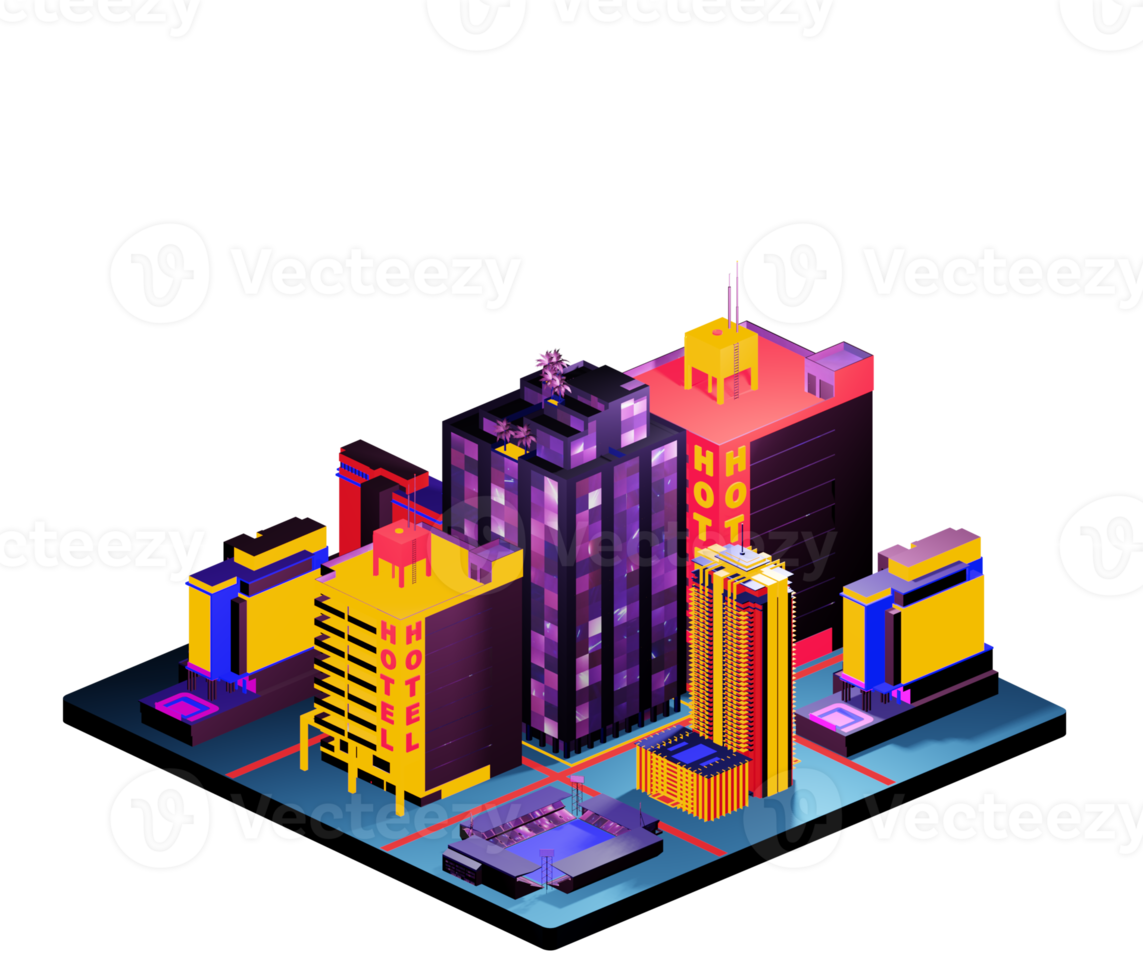 Retro isometric building png