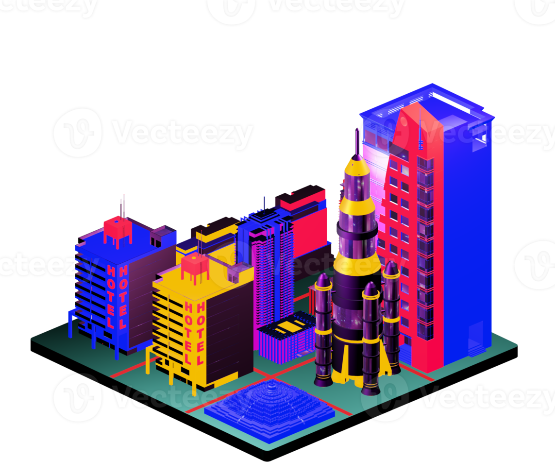 Isometric building arrangement png