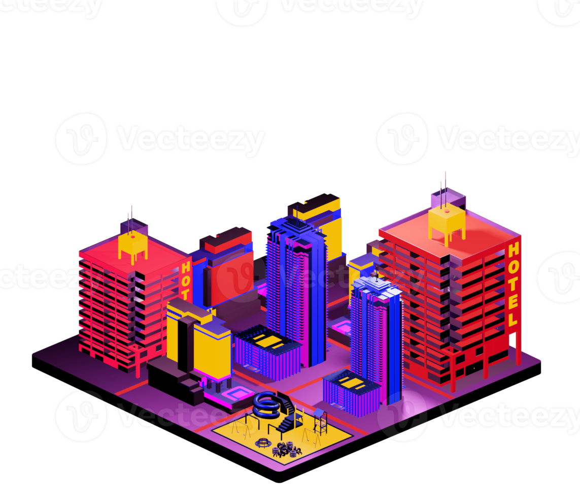 Isometric building in retro style png