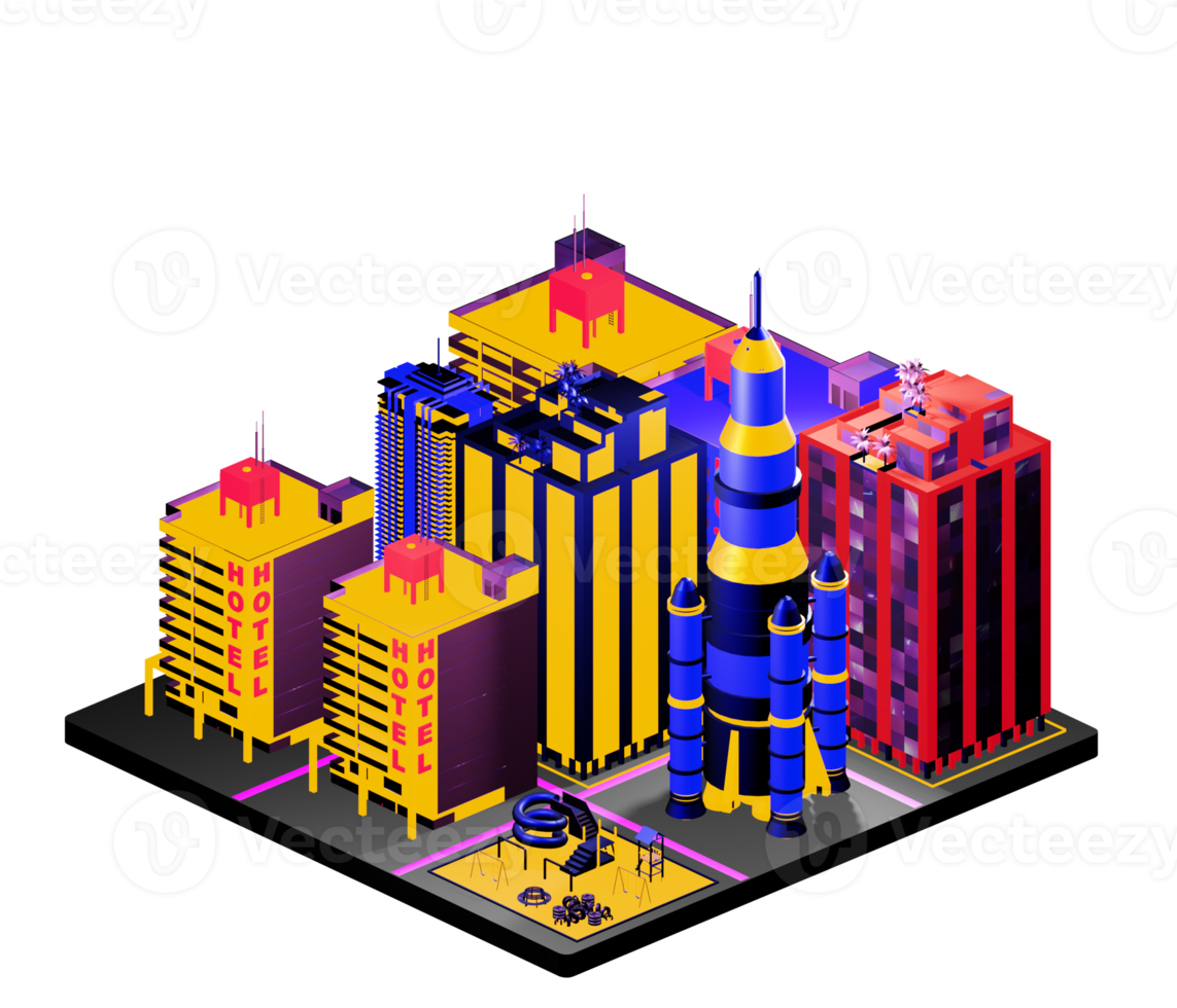 Isometric building arrangement png