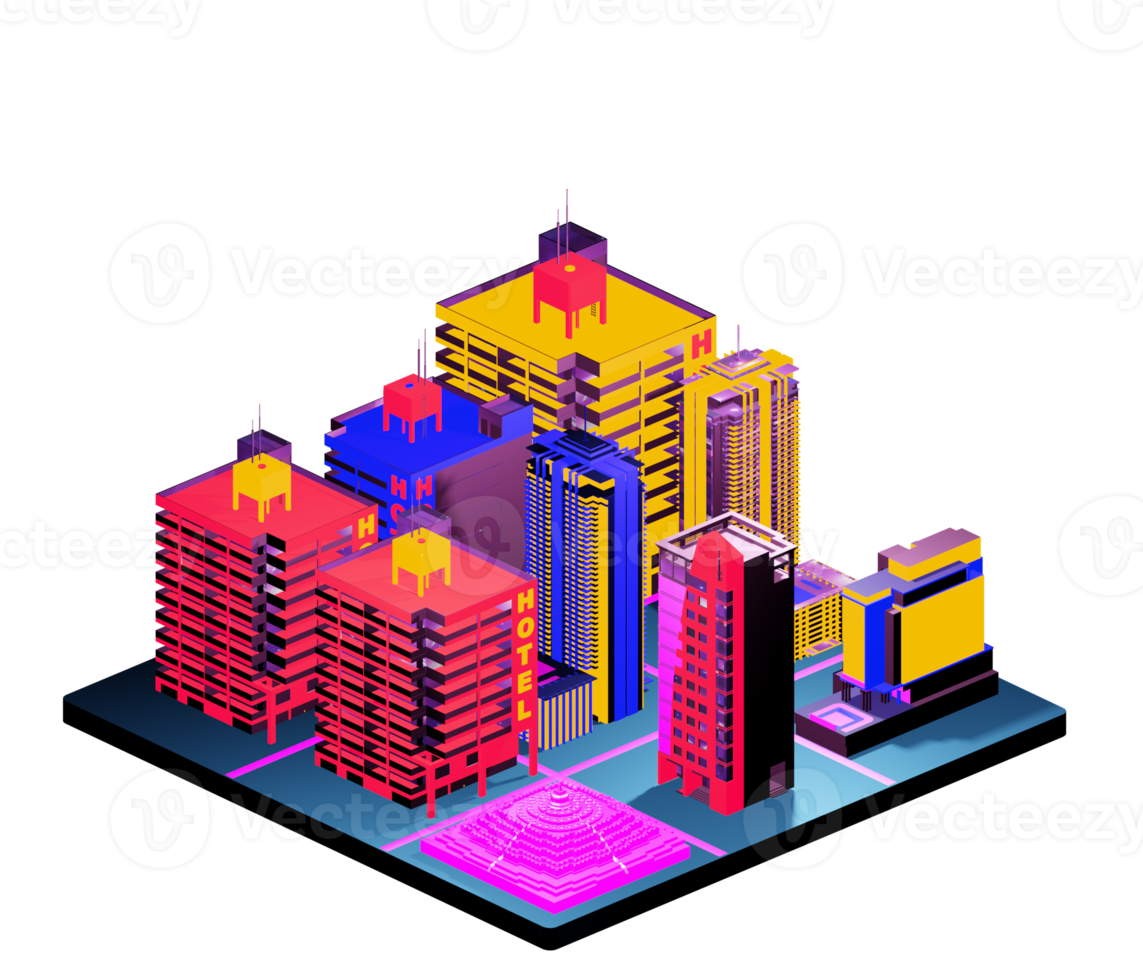 Isometric building arrangement png