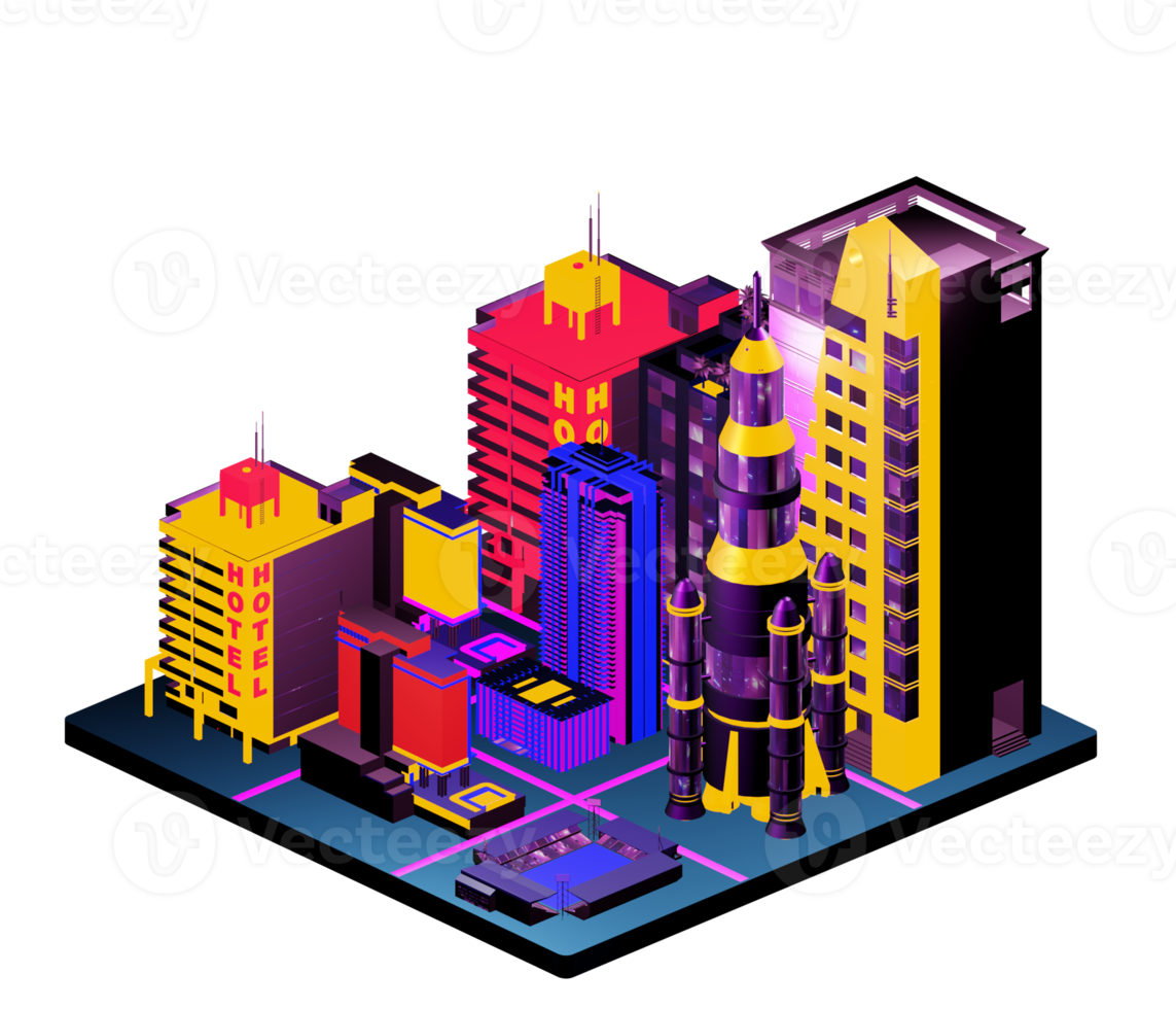 Isometric building in retro style png
