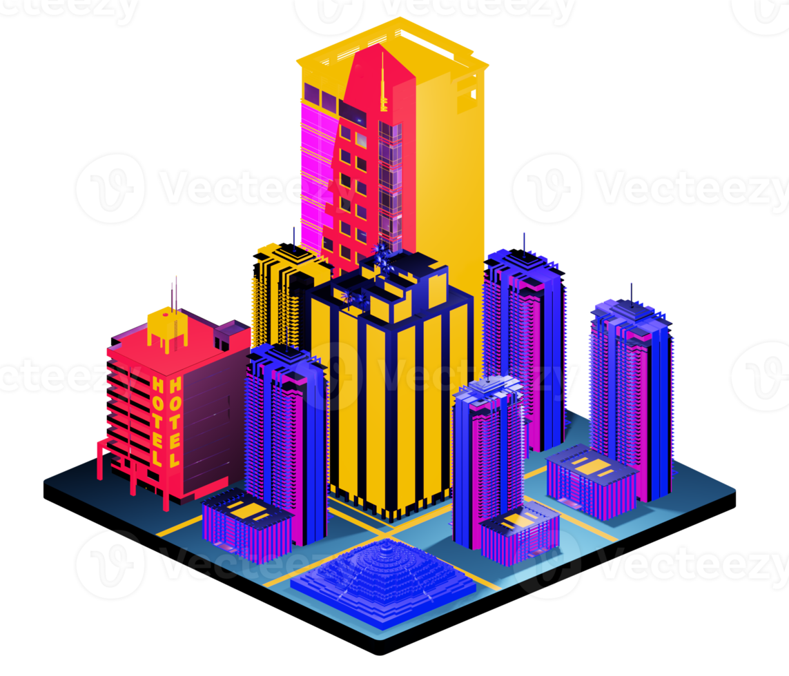 Isometric building arrangement png