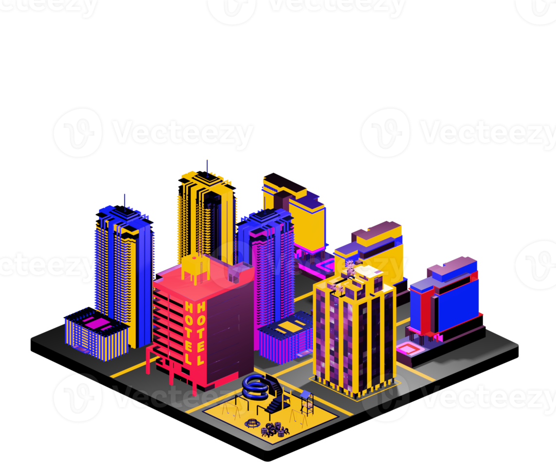 Isometric building arrangement png