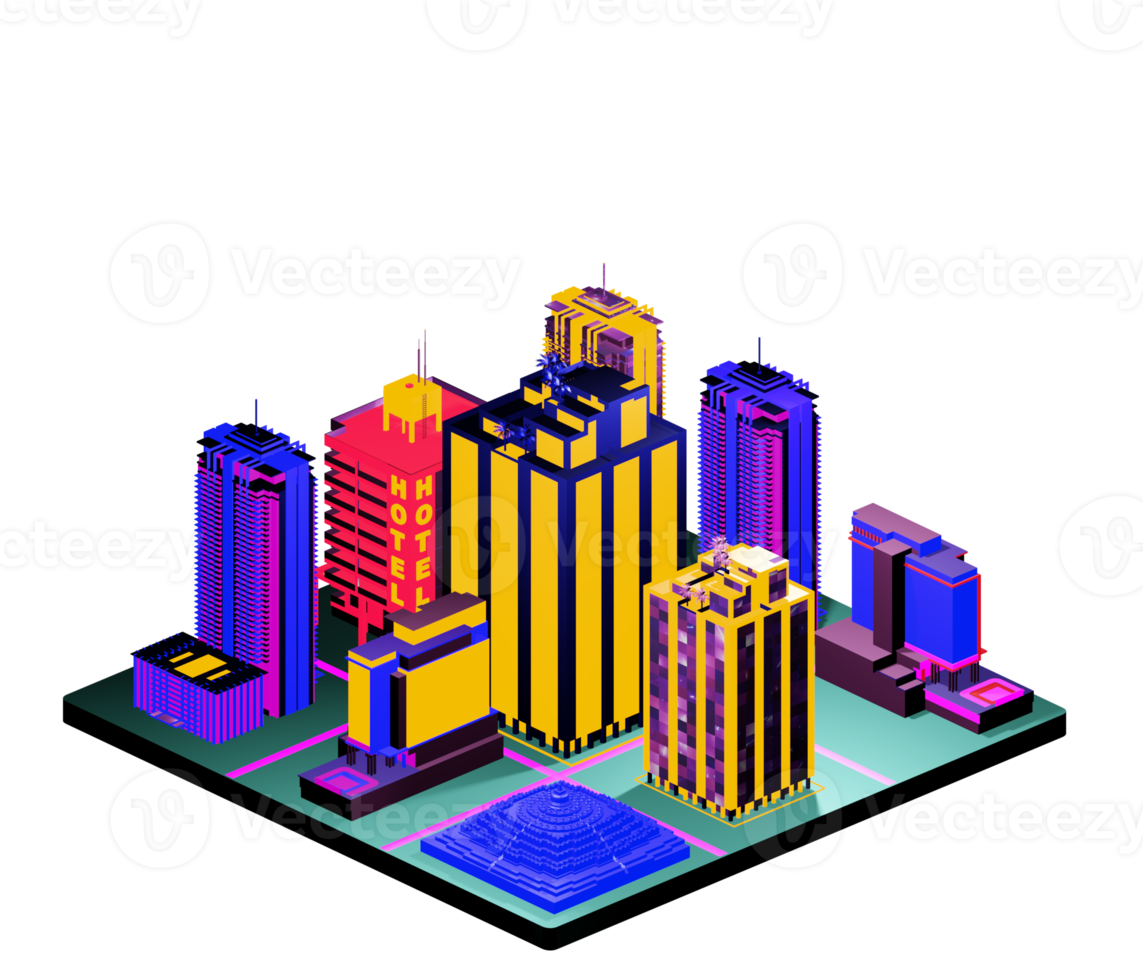 Isometric building arrangement png