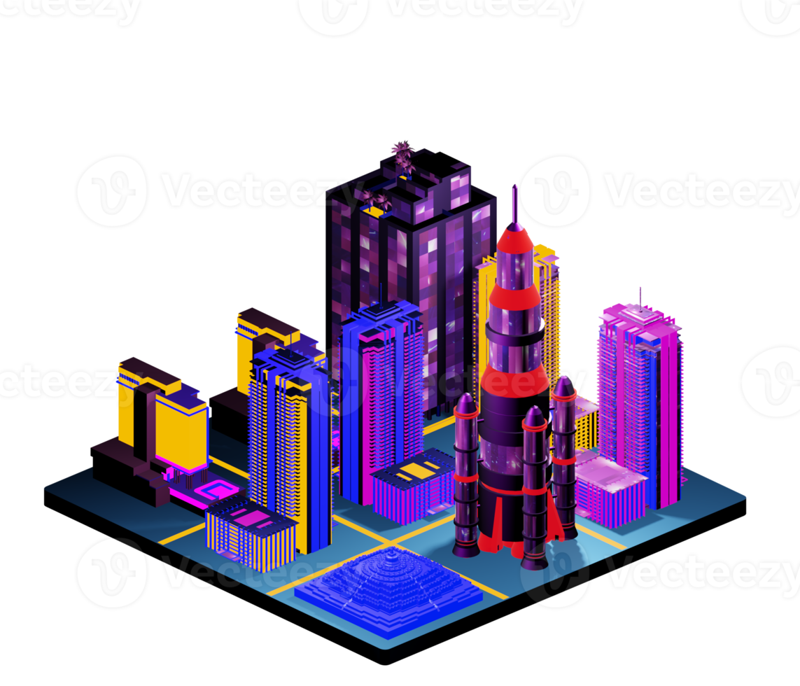 Isometric building in retro style png