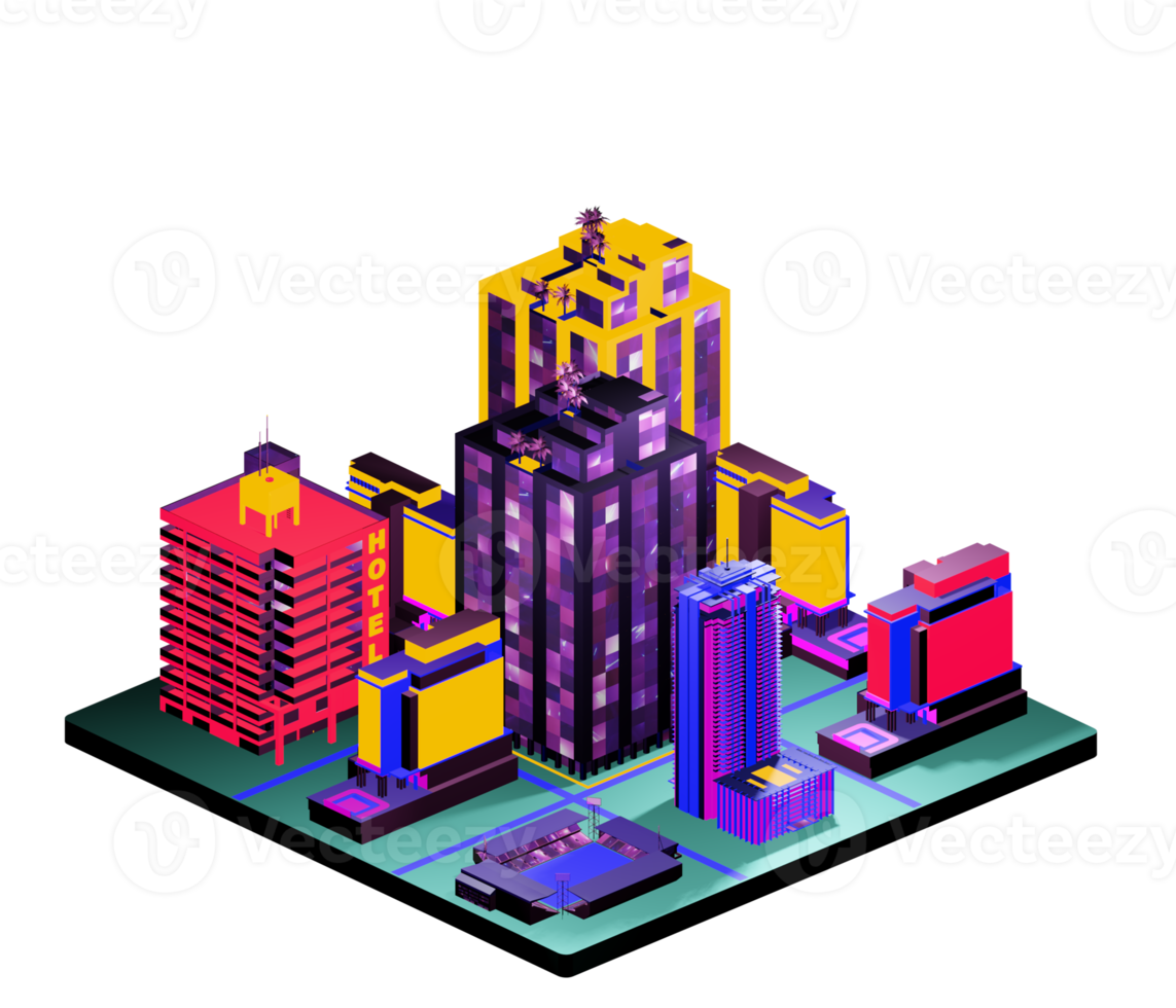 Isometric building in retro style png