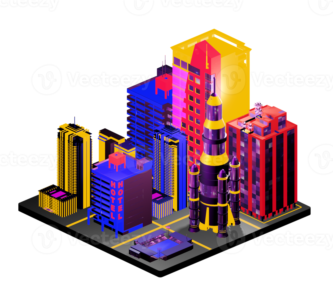 Isometric building arrangement png