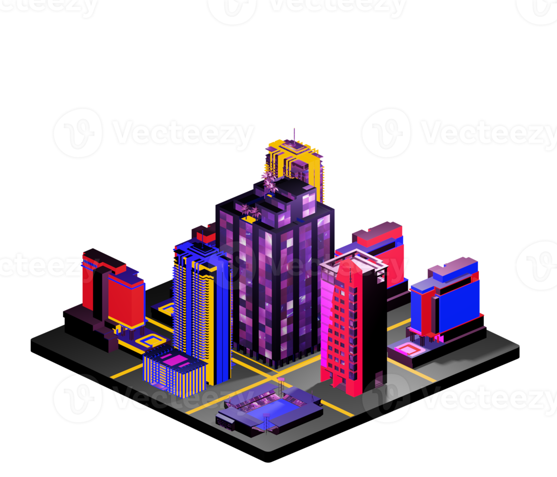Isometric building in retro style png