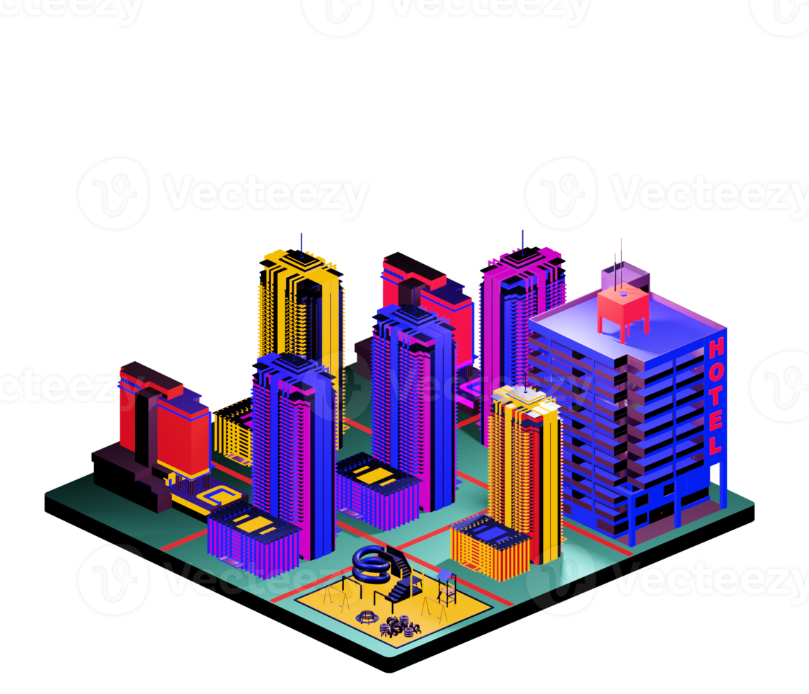 Isometric building arrangement png