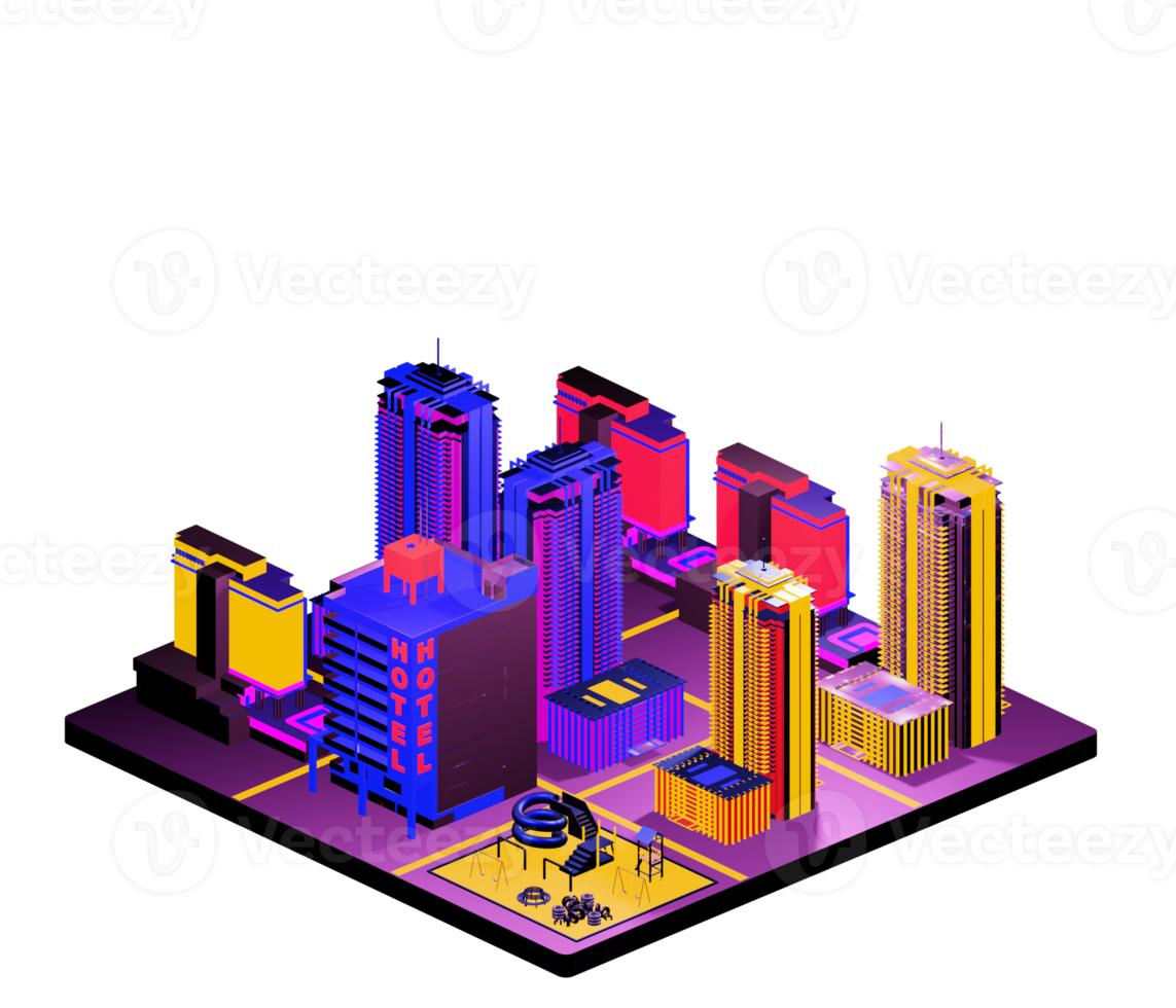 Isometric building arrangement png