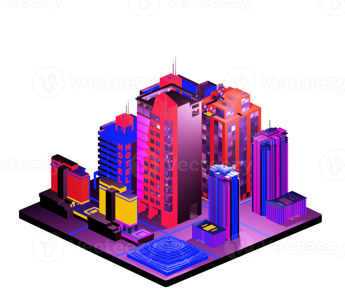 Isometric building in retro style png