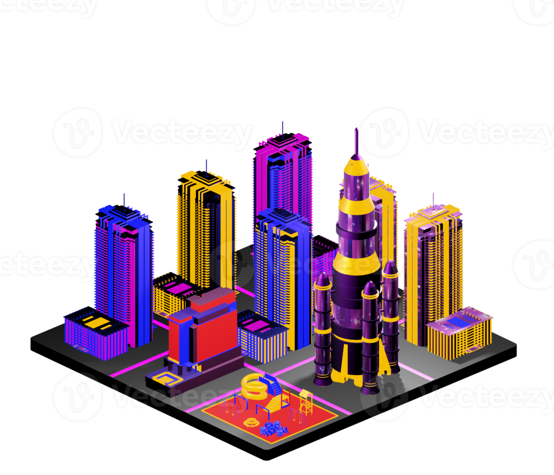 Isometric building arrangement png