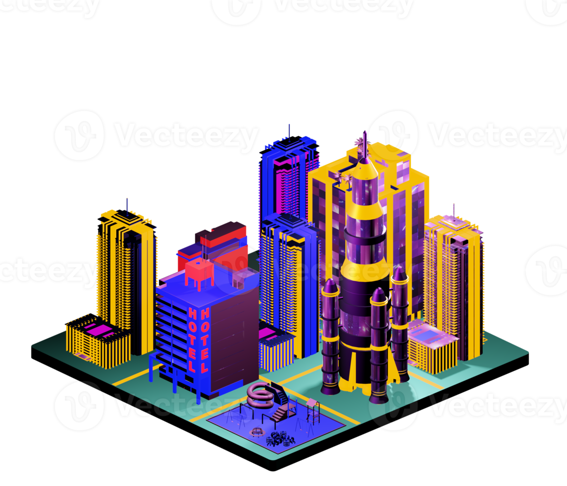 Isometric building arrangement png