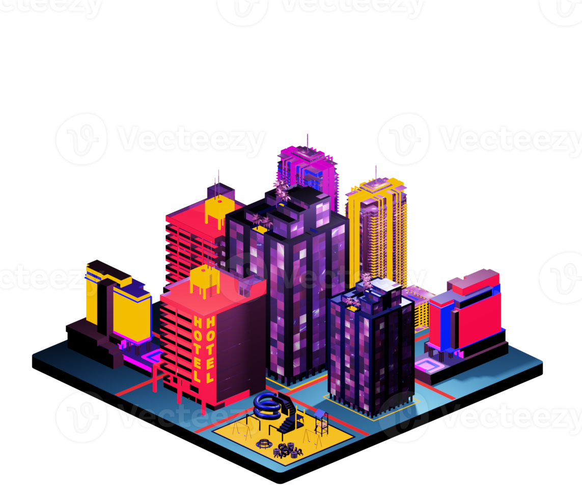 Isometric building in retro style png