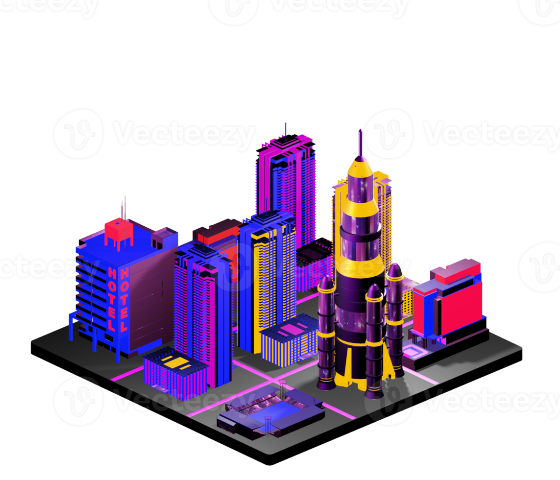 Isometric building in retro style png