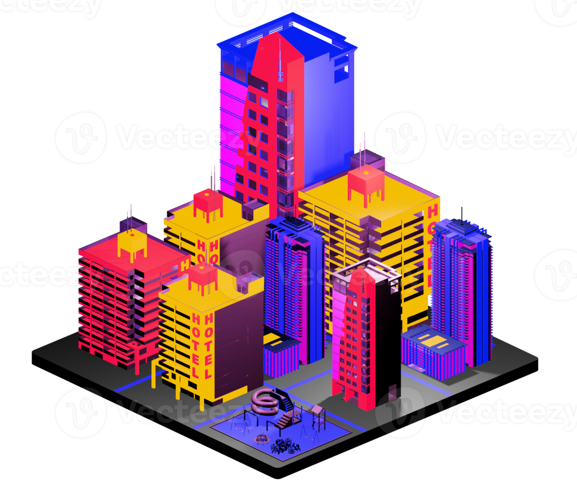 Retro isometric building png