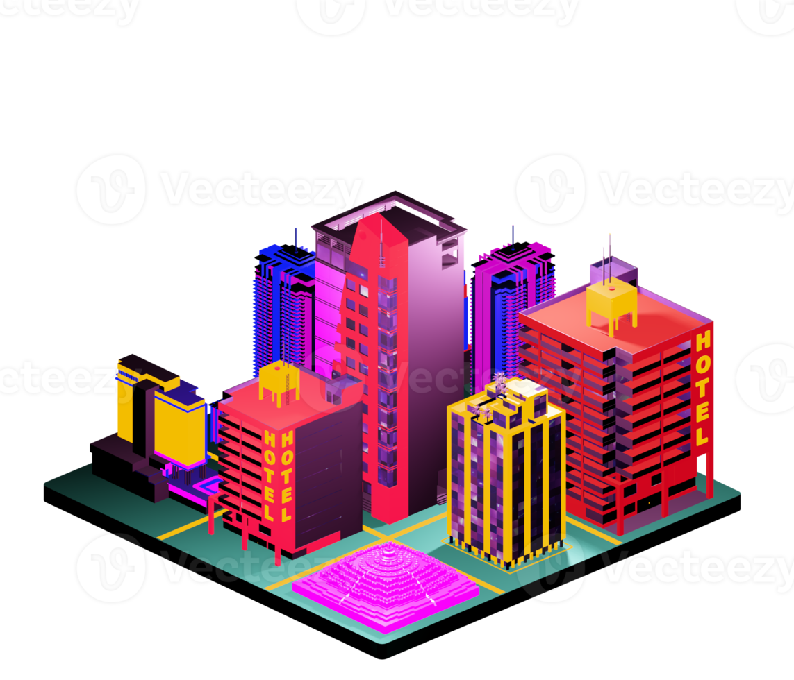 Isometric building arrangement png