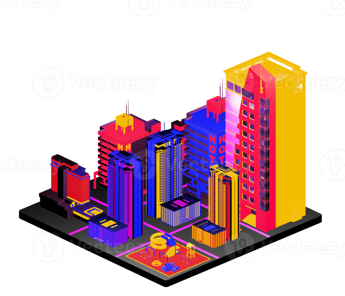 Isometric building arrangement png