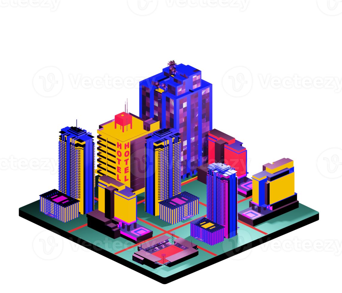 Isometric building arrangement png