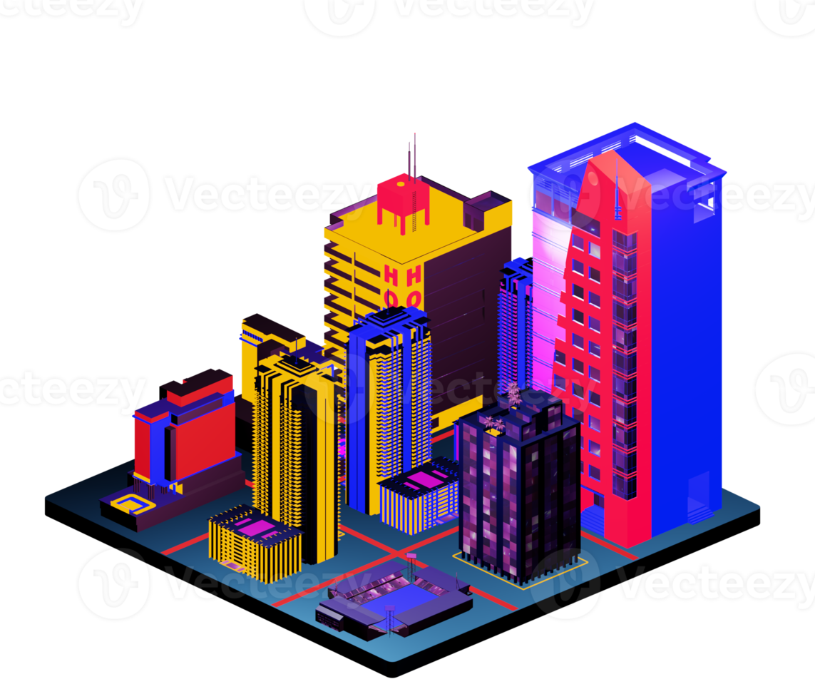 Isometric building in retro style png