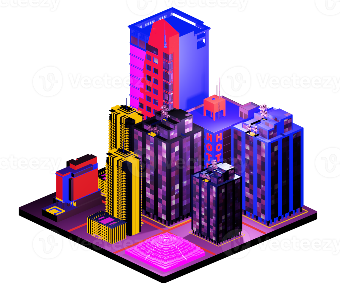 Isometric building arrangement png