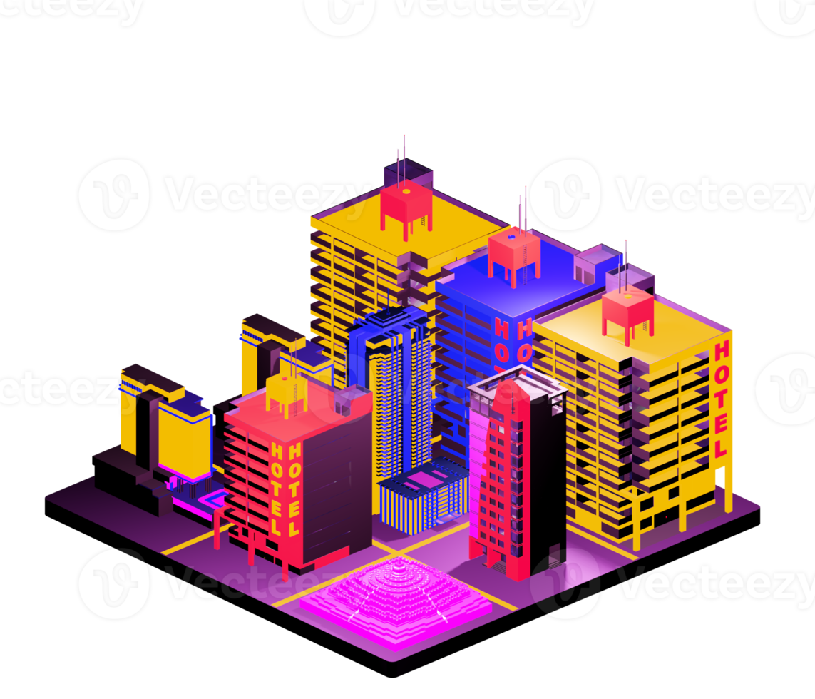 Isometric building arrangement png