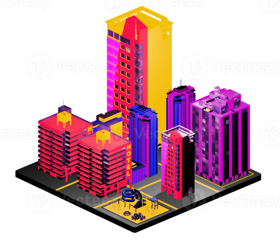 Retro isometric building png