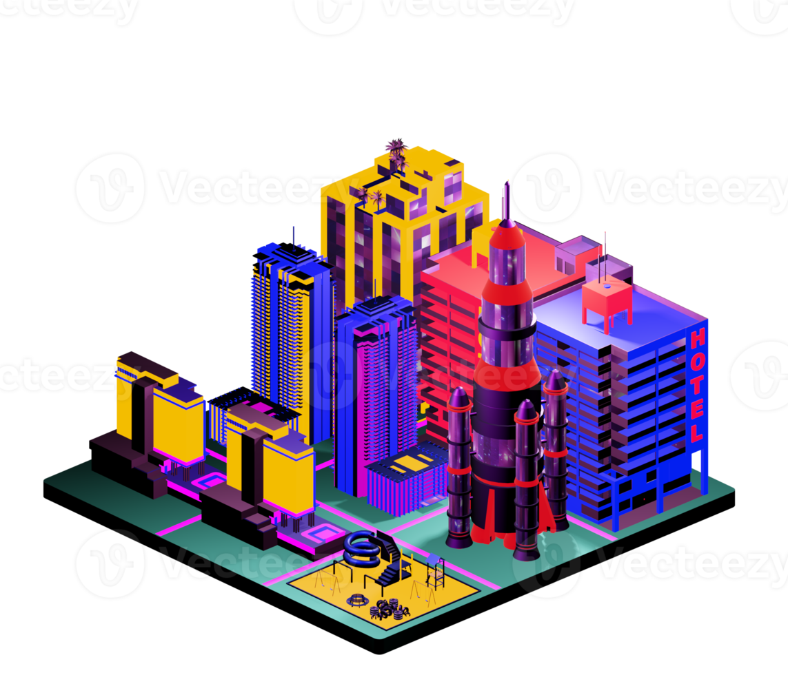 Isometric building arrangement png