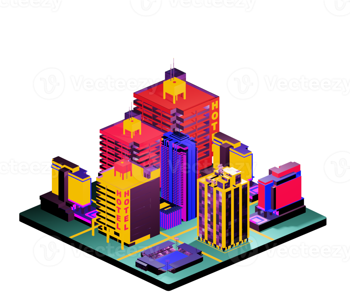 Isometric building arrangement png