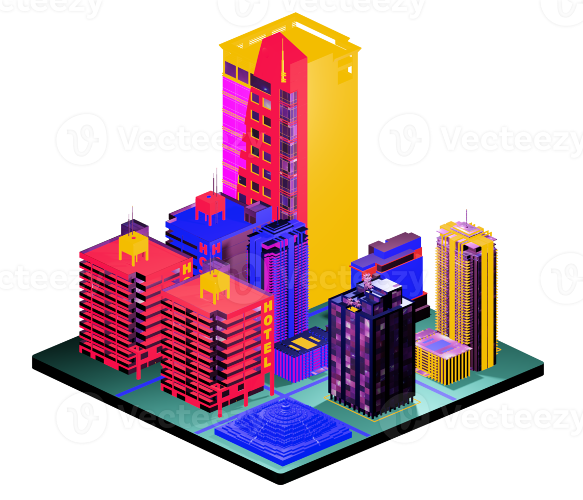 Isometric building arrangement png