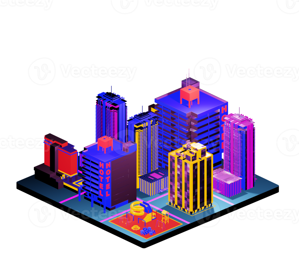 Isometric building arrangement png