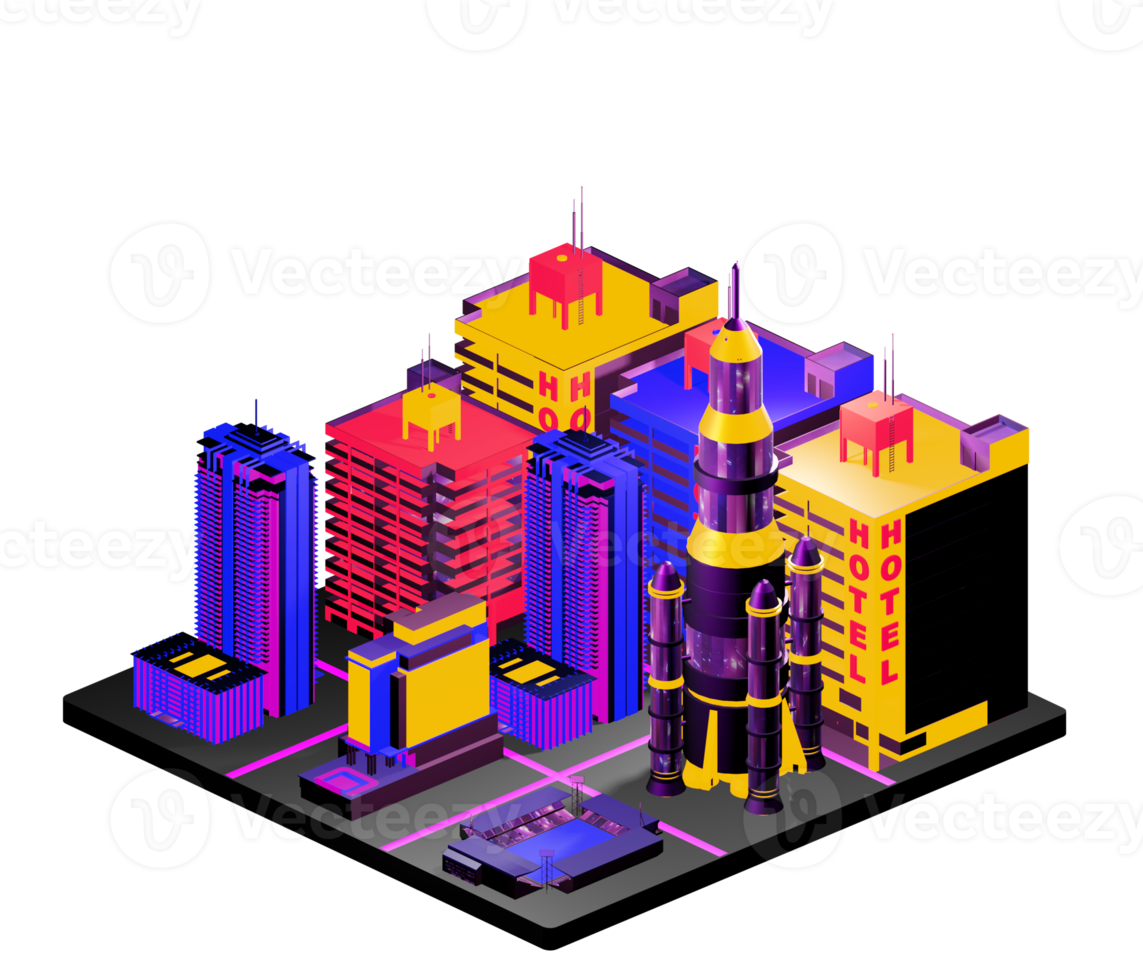 Isometric building arrangement png