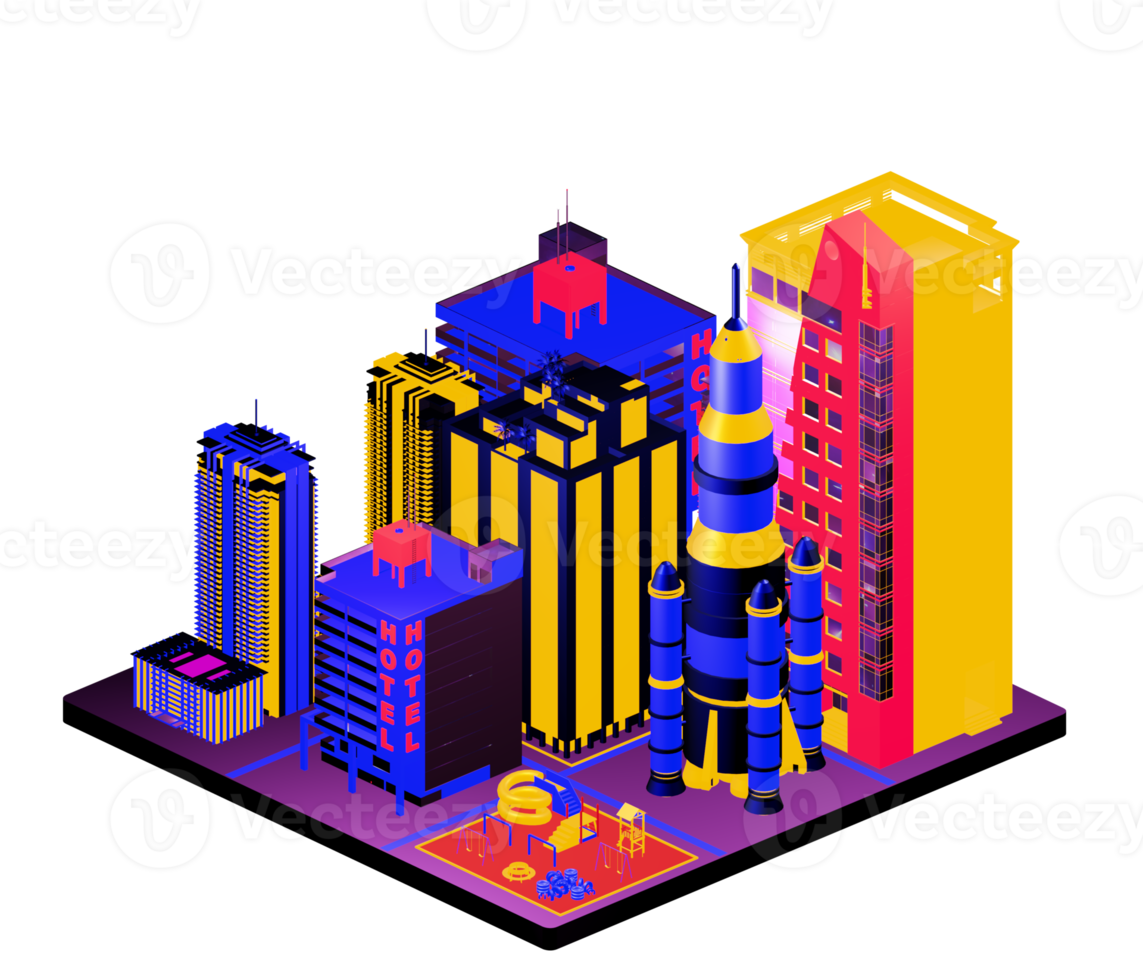 Isometric building in retro style png