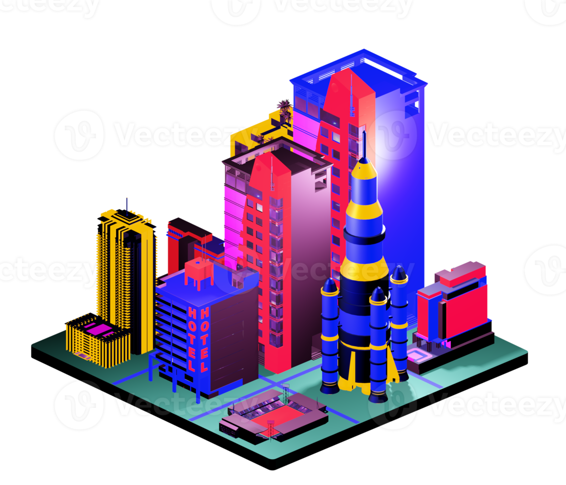 Retro isometric building png